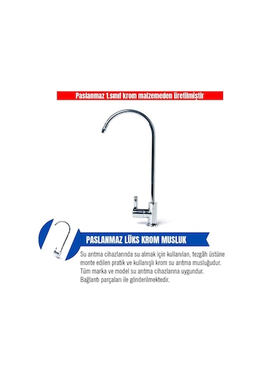 Su Arıtma Cihazı Lüx Krom Musluk Tüm Markalara Uyumludur