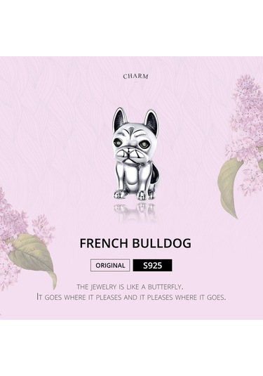 S925 Ayar Gümüş Fransız Bulldog Boncuklu Dıy Bilezik Gevşek Boncuk Çok Renkli