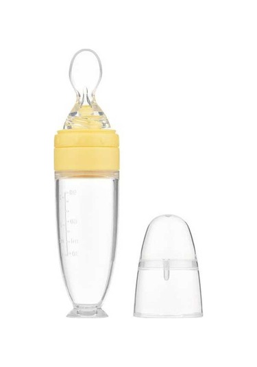 Flybuy Vkemall Bebek Besleme Kaşığı - Silikon Emzikli Yemek Dağıtıcı, Seyahat & Günlük Kullanım İçin Mavi/pembe/sarı/ Sarı