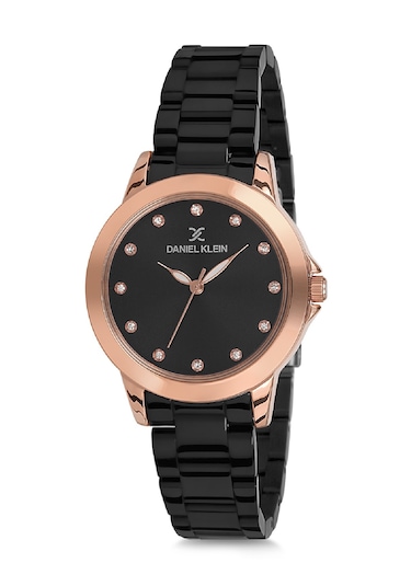 Daniel Klein 8680161711104 Siyah Çelik Kordonlu Sevgili Çift Kol Saatleri Rose Gold