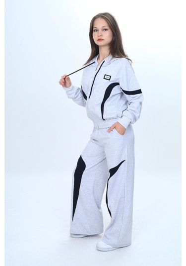 Kız Çocuk %100 Pamuk Garnili Kapüşonlu Fermuarlı Oversize Alt&üst Trend Eşofman Takımı-315-eşt-0003 Gri Kız Çocuk %100 Pamuk Garnili Kapüşonlu Fermuarlı Oversize Alt&üst Trend Eşofman Takımı-315-eşt-0003 Gri