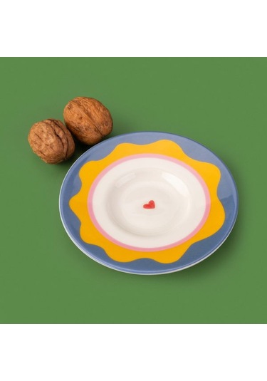 Evidea Kitchen Granny Çay Tabağı - Mavi / Sarı - 13 Cm Mavi / Sarı Mavi - Sarı