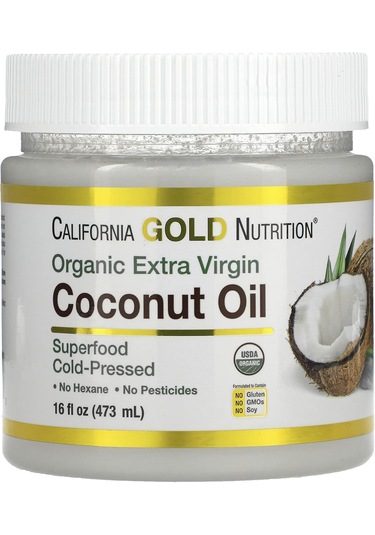 California Gold Nutrition Superfoods Cold Pressed Organic Virgin Hindistan Cevizi Yağı Coconut Oil 473 Ml