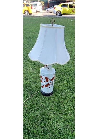 Çiçek Desenli Porselen Abajur 80 CM