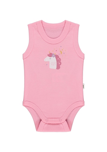 Civil Baby Unicorn Baskılı 0-3 Yaş Çıtçıtlı Badi - Pembe