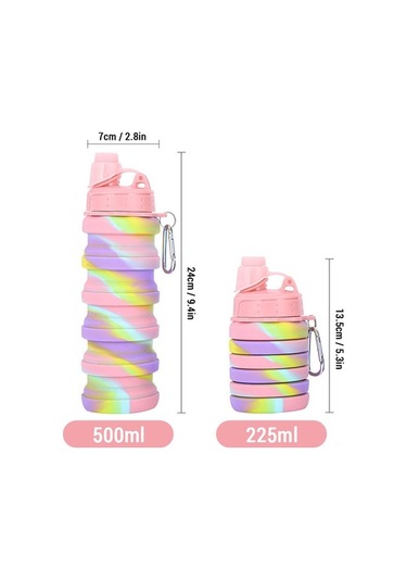 Novahub Silikon Seyahat Şişesi Küçük Boy, Katlanabilir Spor Su Şişesi 500ml Sarı Sarı