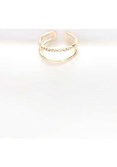 2li Görünümlü Su Yolu Tasarımlı Gold Renk Ayarlanabilir Yüzük - Tj-byk3136 Gold