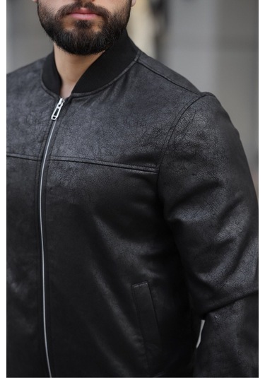 Erkek Süet Kolej Ceket Siyah Napa