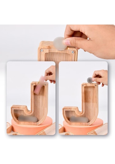 26 Alfabe Kumbara Madeni Para Kumbara Ahşap Harf Tasarruf Kutusu Masaüstü Süsü Ev Dekorasyonu El Sanatları Çocuklar İçin