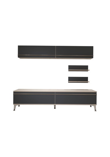 Decoraktiv Eko 5 Mdf Std Silver Tv Ünitesi Tv Sehpası Beyaz - Antrasit