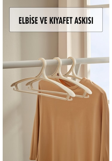 3 Lü Geniş Kıyafet Ve Elbise Askısı Beyaz 43 Cm Askı Siyah