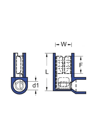 Tfdeb - 2862 1.5-2.5mm2 Tam İzoleli Polyamid Bayrak Tip Terminal Kablo Ucu Mavi 100 Adet