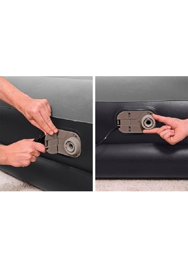 Bestway Pavillo 67403 Çift Kişilik Şişme Yatak Pompa 203x152x38 Gri - Siyah