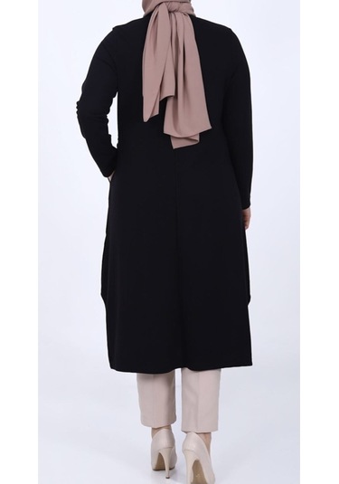 Ece Fitilli Büyük Beden Zümrüt Tunik-654565 Siyah