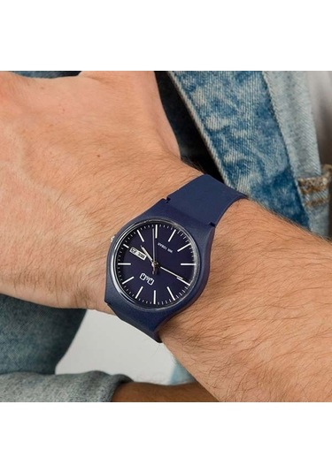 Q&Q QCG21212 Lacivert Su Geçirmez Çift Takvimli Unisex Kol Saati