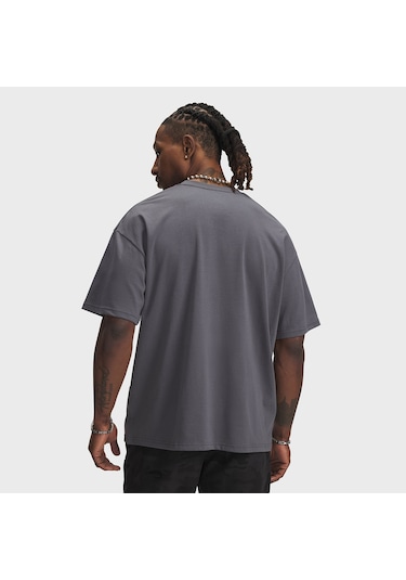 Under Armour Heavyweight U Logo Erkek Gri Bisiklet Yaka Tişört Gri