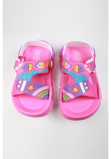 Günlük Unisex Çocuk Sandalet Esnek Kaymaz Taban Yazlık Ev Okul Kreş Ayakkabı Ps940-ps955 Fuşya