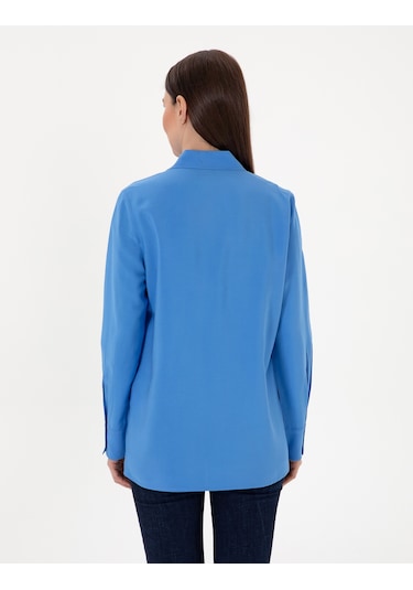 Pierre Cardin Kadın Mavi Gömlek Desenli 50311566-vr036 Mavi