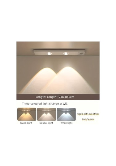 Slim Led Kabin Armatürü Hareket Sensörlü Şarjlı 20 Cm Beyaz 2w Beyaz