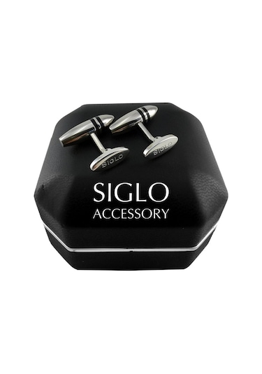 Siglo Siyah Çizgili Model Kol Düğmesi
