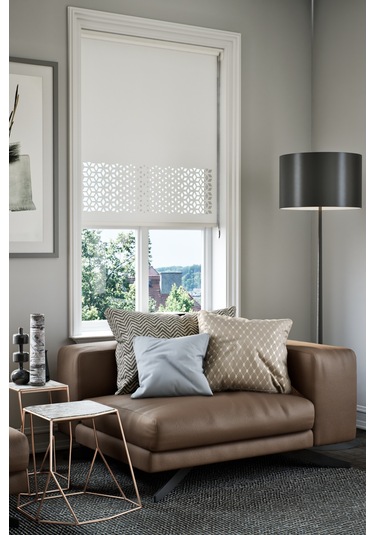 Lazer Kesim Mat Stor Perde, Lazer Kesimli Modern Serisi, M-191001 Beyaz Renk Beyaz