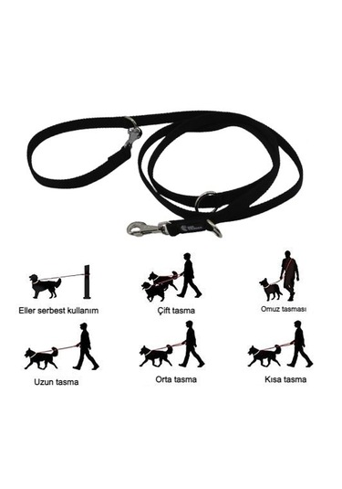 Çok Amaçlı Ayarlanabilir Köpek Gezdirme İpi Tasması Siyah