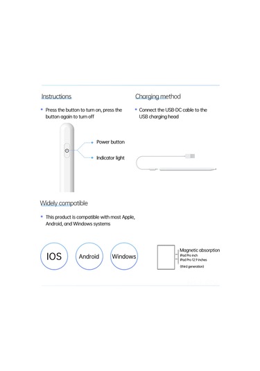 Padalink Beyaz T8 3 Nesil Kondansatör Kalem - Silikon Uçlu, Apple Ve Android Telefon/tablete Uyumlu, Dahili Litiyum Pil
