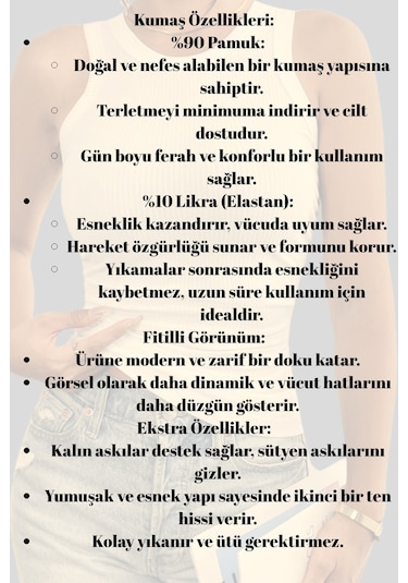 Mrmpro Kadın Lacivert Fitilli Görünümlü Kalın Askılı Basic Atlet Body %95 Pamuk Ekru