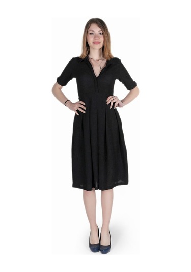 Barbora Günlük Yazlık Ofis Kadın Elbisesi Bt208siyahic2 001