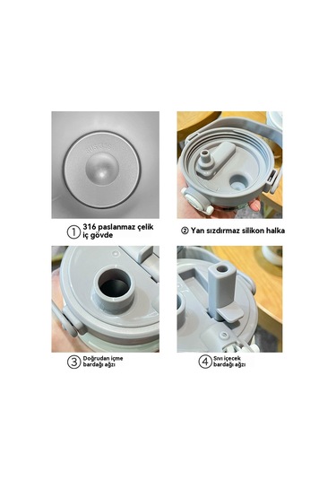 Gıda Sınıfı 316 Paslanmaz Çelik Büyük Kapasiteli Termos Bardak,1100 Ml Avokado Yeşili