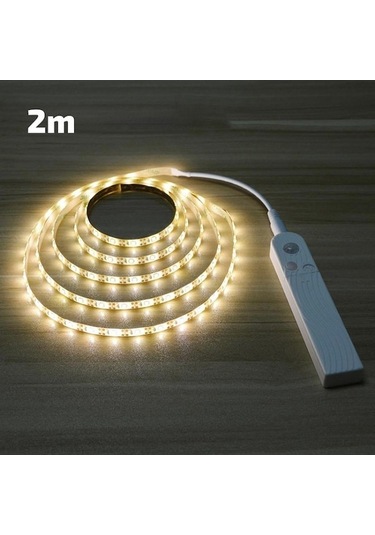 Usb Led Şerit Işığı Hareket Sensörlü Tv Arka Işığı F Warm Beyaz Light 2m Beyaz