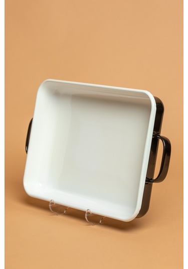 Velluto Nero Emaye Kulplu Siyah Fırın Tepsisi Ebutay Siyah