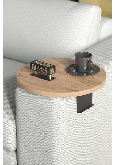 Pazarella Yan Sehpa Ayarlanabilir Tepsi Dekoratif Modern Tepsi Koltuk Sehpası Ceviz Beyaz