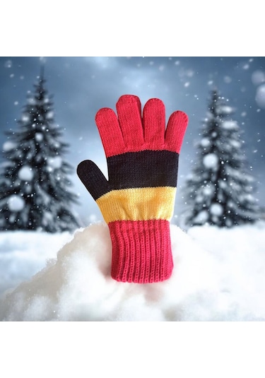 Garson Beden Erkek Çocuk Eldiven Sarı Kırmızı - 8-12 Yaş Kırmızı