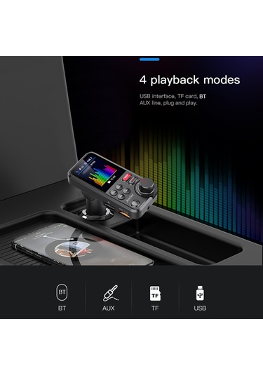 Suofeng Araç İçin Akıllı Bluetooth Mp3 Çalar - Fm Vericili, Usb Şarj, Hd Ses, El Serbest Konuşma