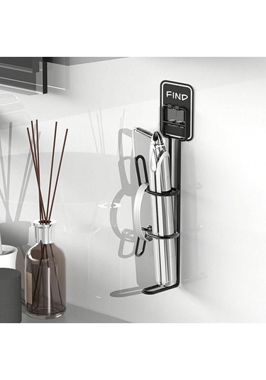 Lichen Banyo Demir Saç Maşası Rafı, Banyo Elektrikli Pano Siyah