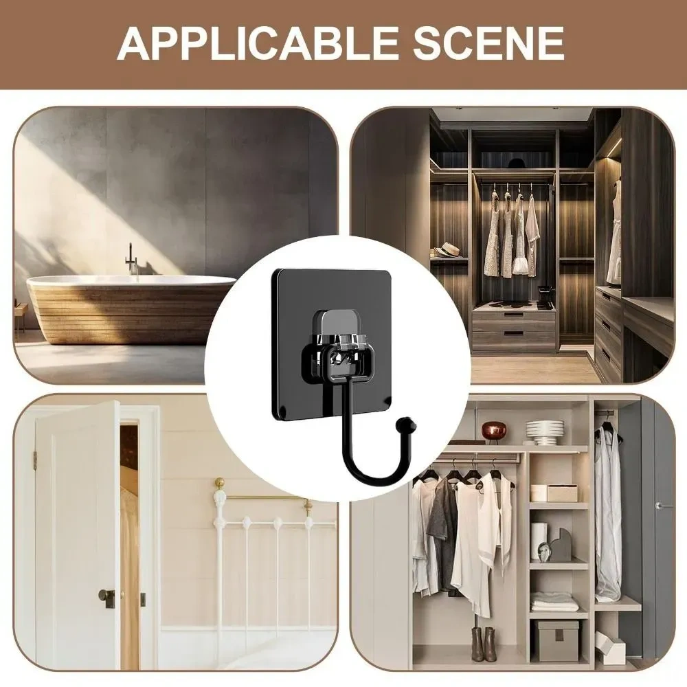 Kosona Banyo Mutfak Sıcak Tutucu, Siyah 10 Adet, 6.7x6.7 Cm, Delme Yok, Su Geçirmez, Pvc + Metal, 24 Saat Kurulum