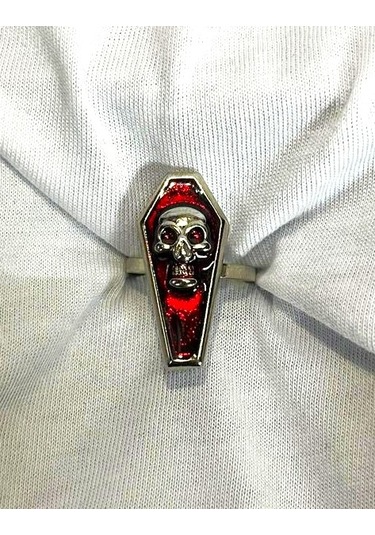 Dükkan Design Kuru Kafa Tabut Gotik Yüzük Kırmızı