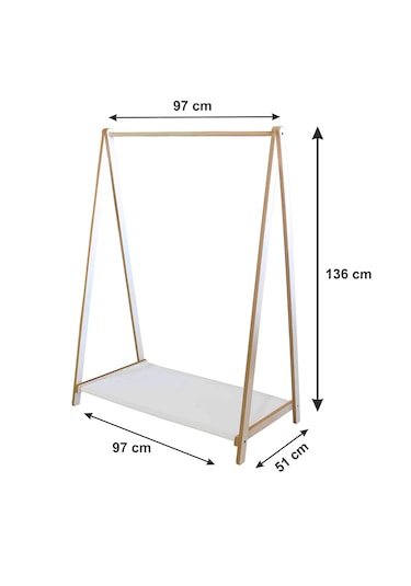 Dzgn Home Raflı Konfeksiyon Elbise Askılık, Ahşap Ayaklı Askıl... Ahşap