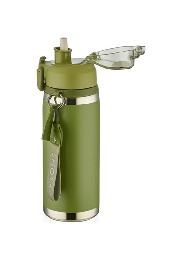 Shotay Camping Çelik Termos Matara 750ml Yeşil Yeşil