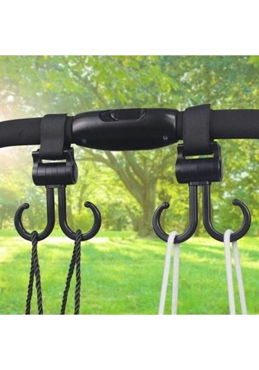 Buffer 2li Bebek Arabasına Uyumlu Cırtlı Eşya Taşıma Aparatı 360 Derece Dönebilen Plastik Kanca Diğer