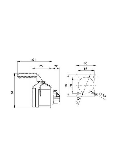 METE ENERJİ 406502 3X16A. Ip44 Makıne Prizi Düz