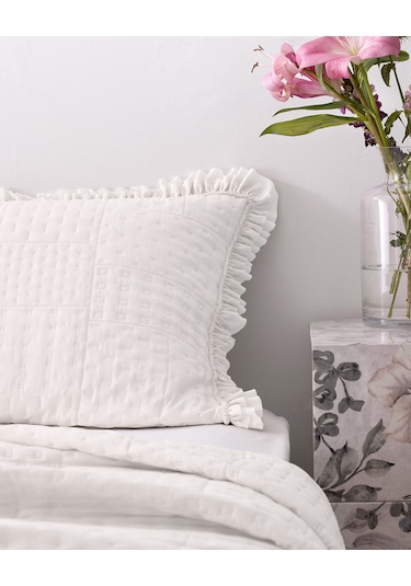 Madame Coco Medus Çift Kişilik Yatak Örtüsü - Beyaz Beyaz