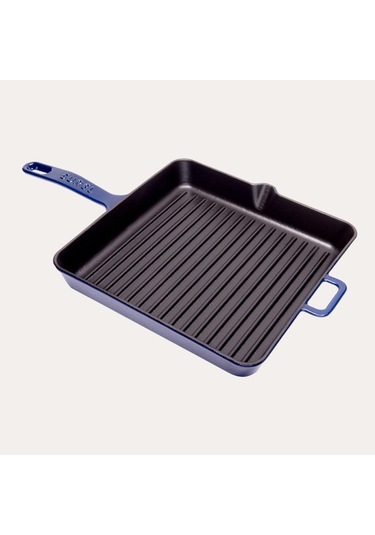 Sürel Döküm 30 Cm Kare Izgara Tava Parlak Koyu Mavi Mavi