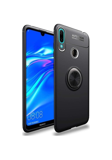 Huawei Y7 Prime 2019 Kılıf Yüzüklü Tam Korumalı Silikon Kapak