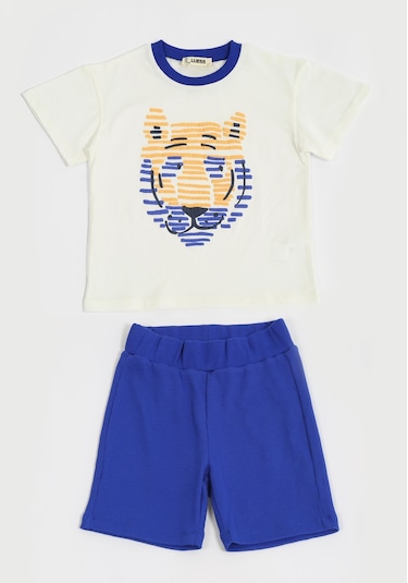 Luess Erkek Çocuk Görsel Baskılı Alt Üst Takım - Beyaz - Mavi Luess Erkek Çocuk Görsel Baskılı Alt Üst Takım - Beyaz - Mavi