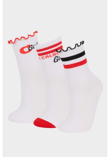 DeFacto Kız Çocuk 3'lü Pamuklu Uzun Çorap E6280A8NSKR1