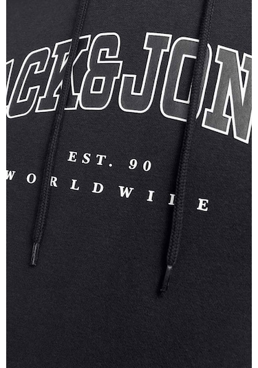 Jack & Jones Jjecaleb Varsıty Sweat Ho Siyah Erkek Sweatshirt 000000000101992600 Siyah