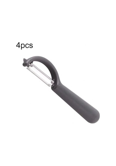 Rogfer 4 Adet Paslanmaz Çelik Yuvarlak Sap Soyucu Şeker Kamışı Kazıyıcı Meyve Uçağı Karanlık Geriye , Boyut:4 Adet Elma Soyucu Bıçağı Koyu Gery Mavi Mavi