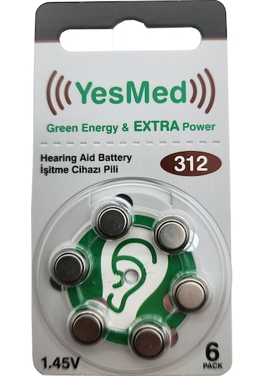 Yesmed Extra Power 312 No Kulaklık Pili 1 Paket 6 Adet Pil